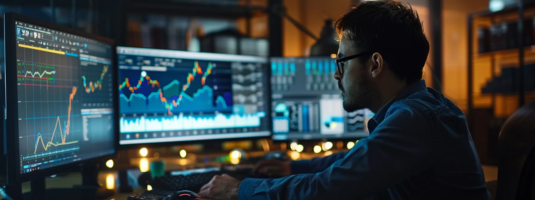 a person analyzing search data on a computer screen.